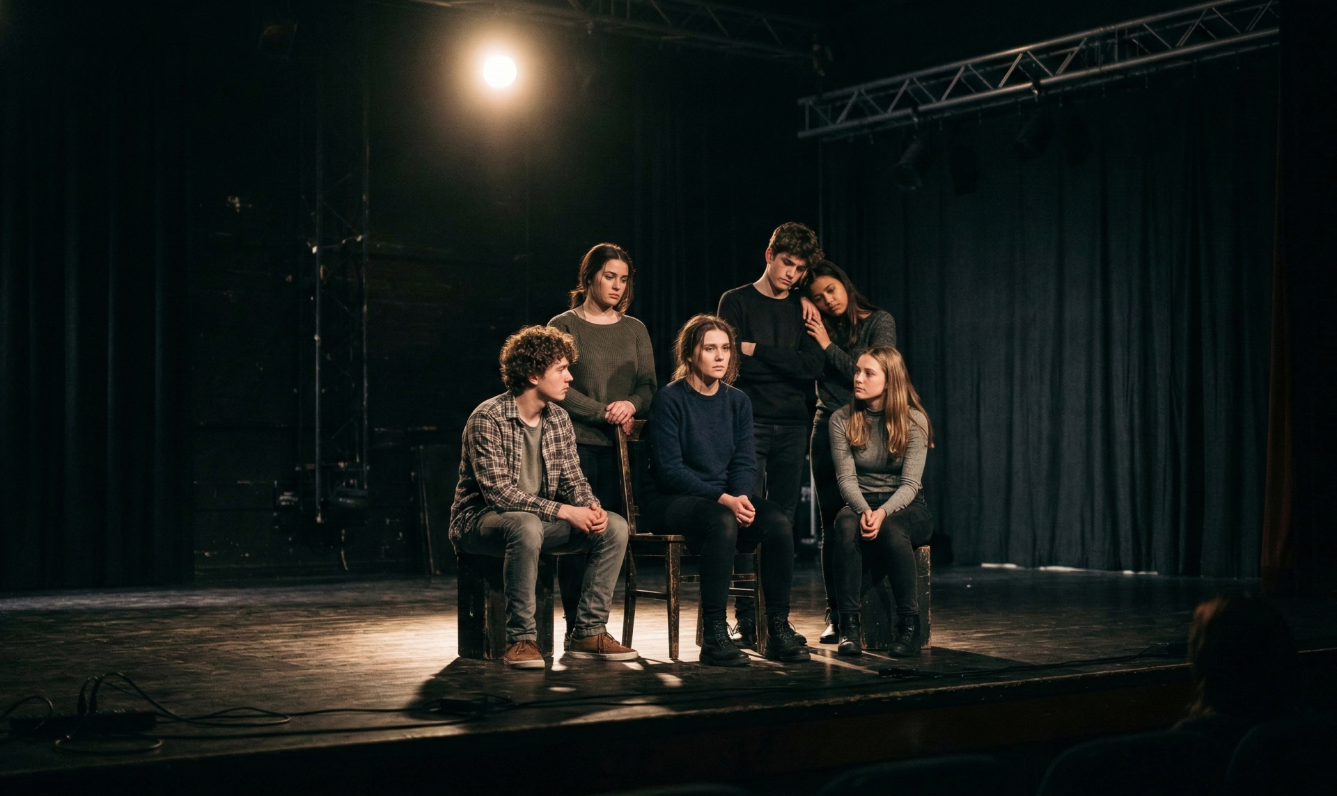 Content young multiracial friends wearing casual clothes embracing and looking at camera with happy smiles while sitting on bench in green park